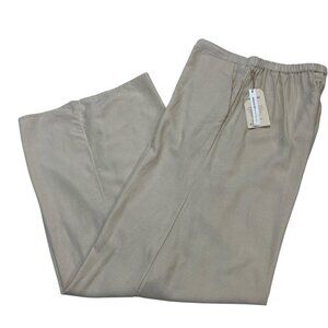 Midnight Sky Pants Womens L Ivory Linen Blend Wide Leg Pull‎ On Beachy Coastal